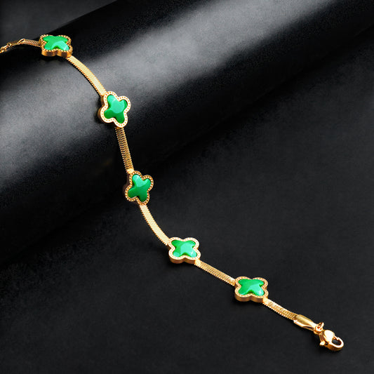 3mm Golden Green Vancleef 316L Bracelet