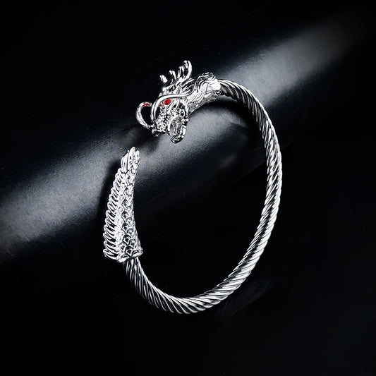 6mm Silver Metallic Draco Cuff Bangle -316L