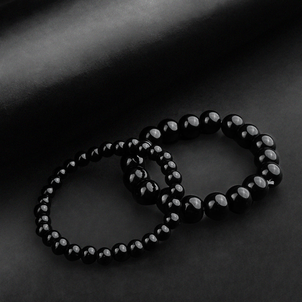 Pair of 2 Black Beaded Bracelet