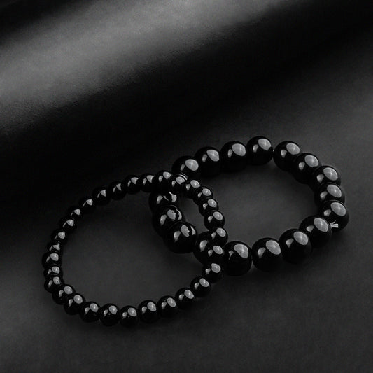 Pair of 2 Black Beaded Bracelet