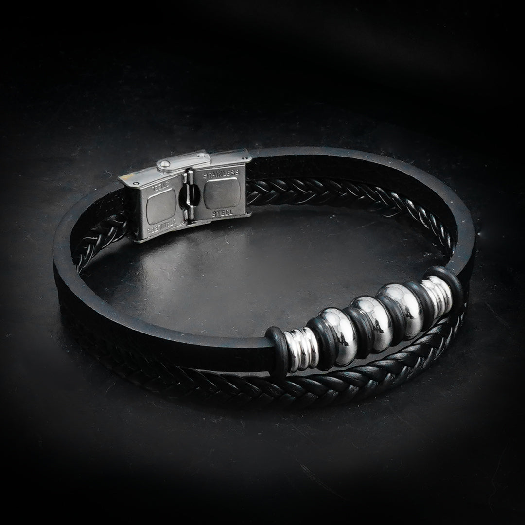 11mm Savage Double Layer Leather Strap Bracelet