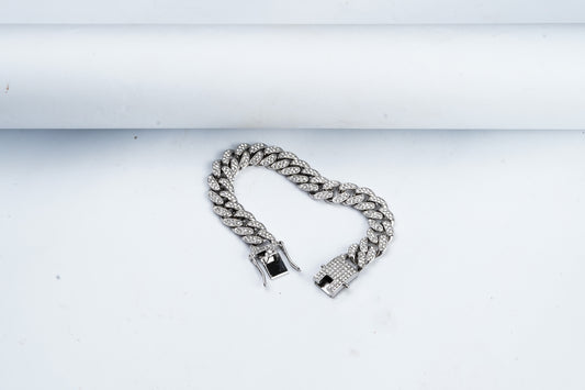 12.5mm Silver Iced Miami Cuban Bracelet