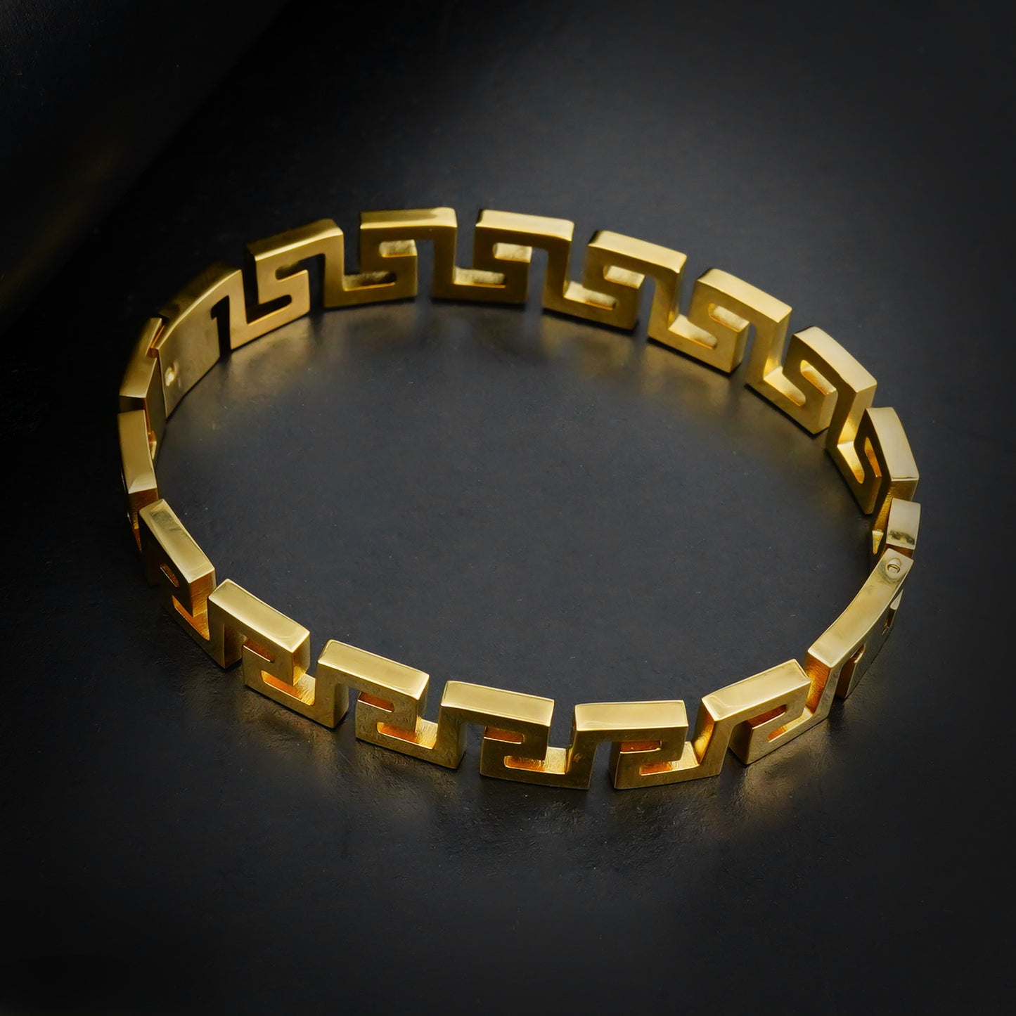 Golden Greek Key Bangle-316L