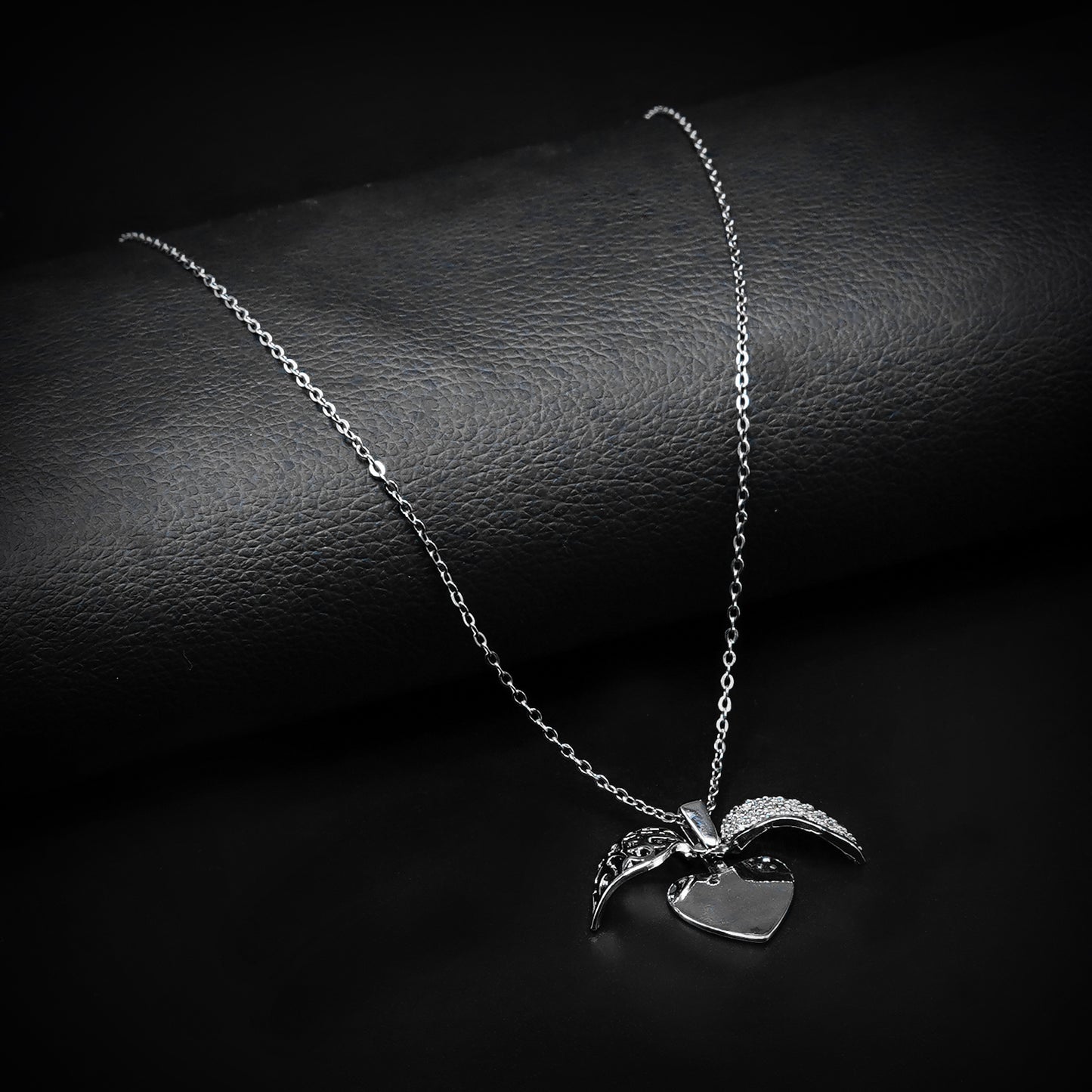 Silver Heart Pendant with Silver Square Box Chain -316L