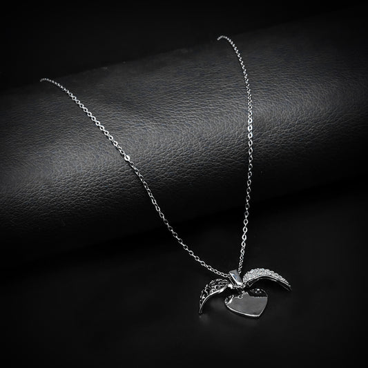 Silver Heart Pendant with Silver Square Box Chain -316L