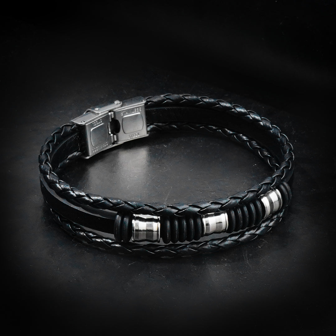 12 mm Blazer Triple Layer Leather Strap Bracelet