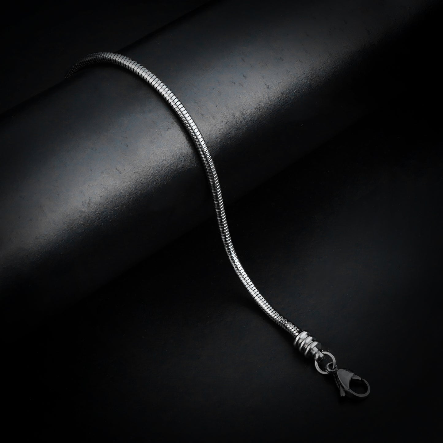 3mm Silver Round Snake Bracelet-316L