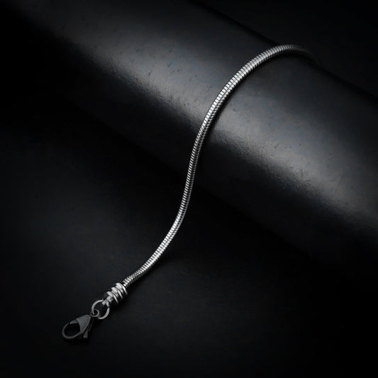 3mm Silver Round Snake Bracelet-316L