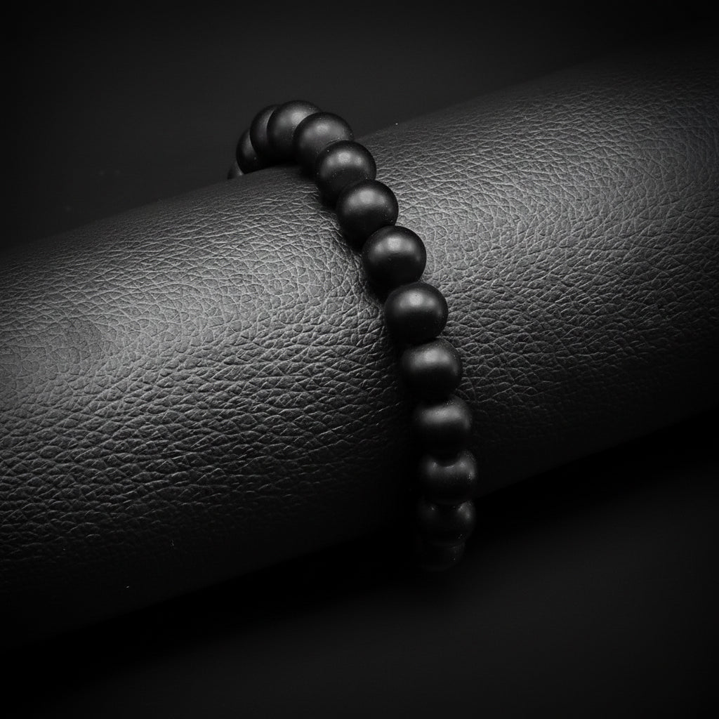 8mm Matte Black Beaded Bracelet