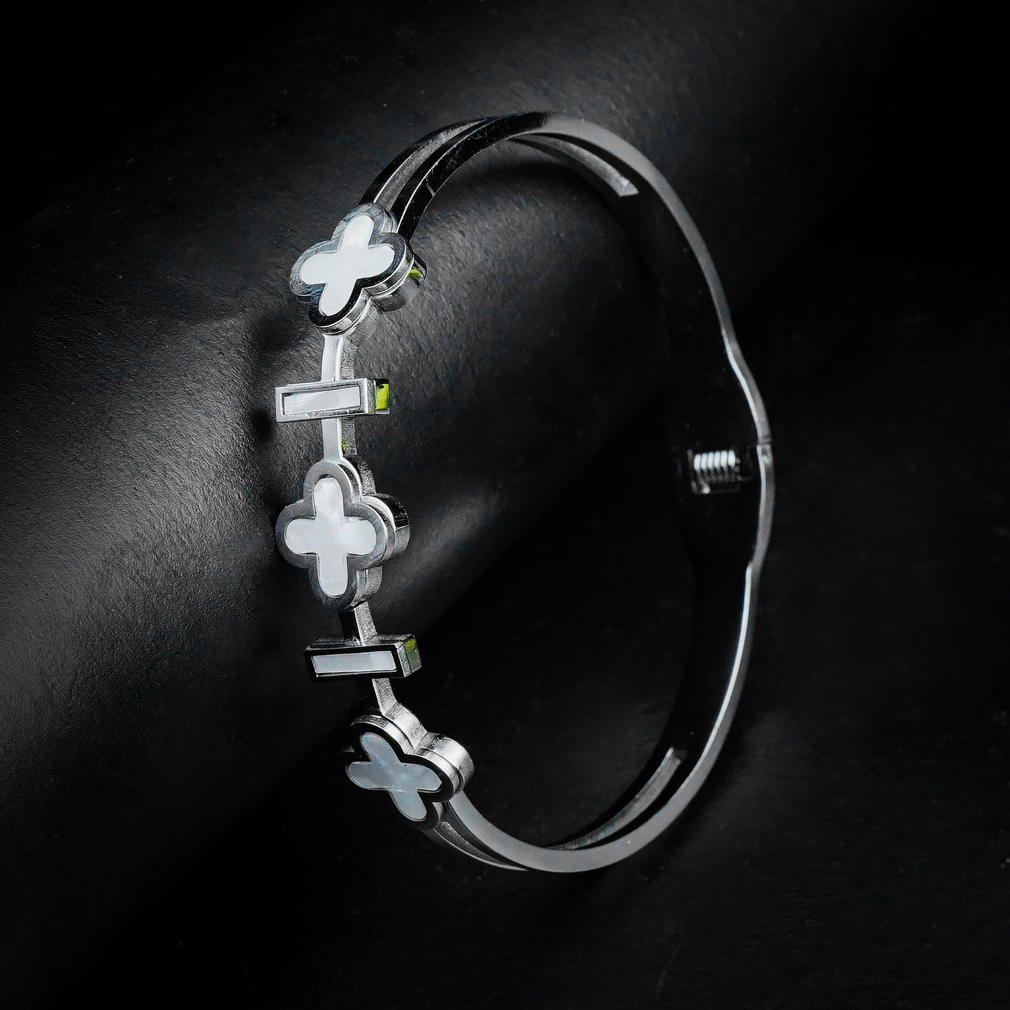 Silver Clover Bangle-316L