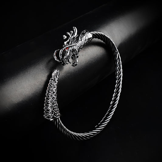 6mm Black Metallic Draco Cuff Bangle -316L