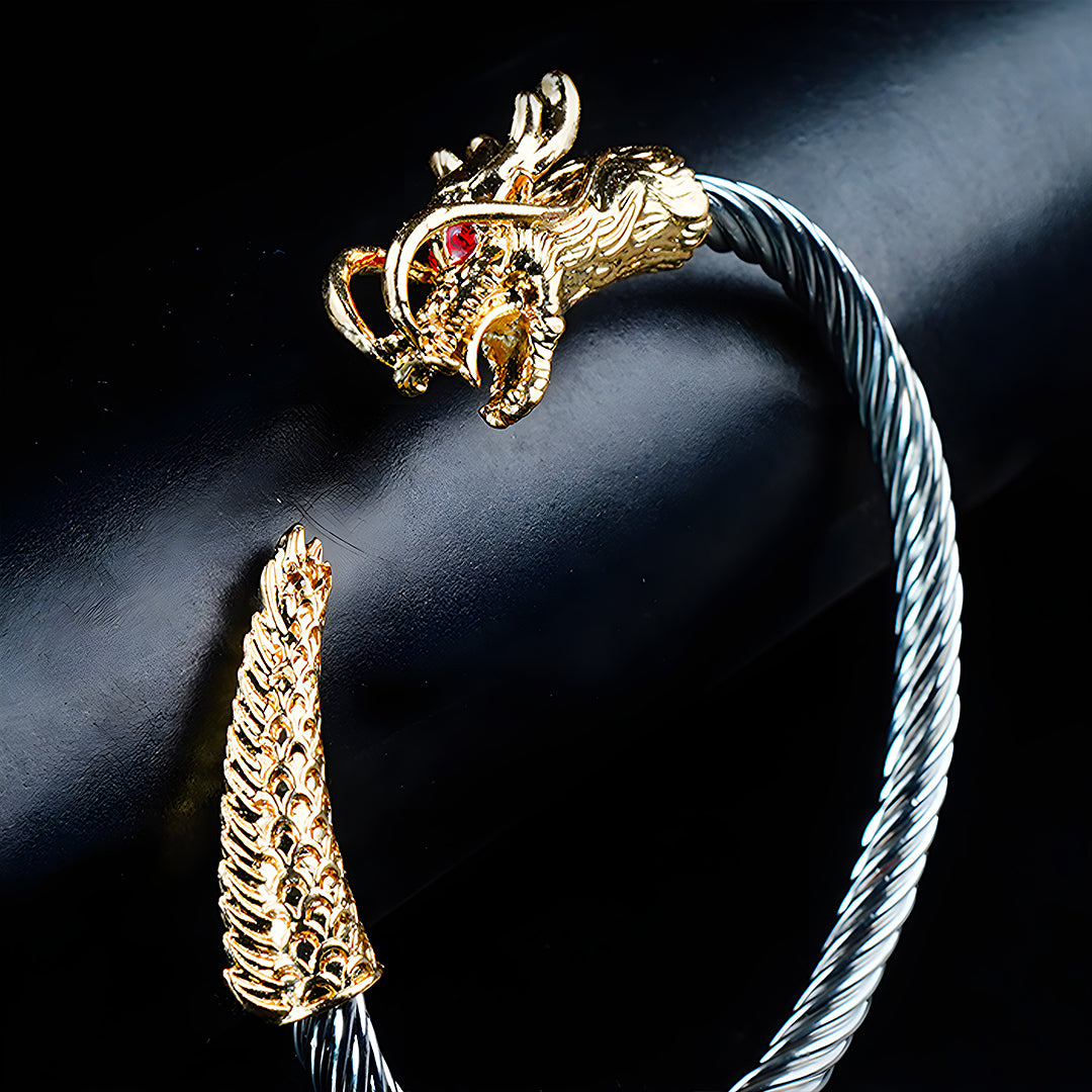 6mm Golden & Silver Metallic Draco Cuff Bangle -316L