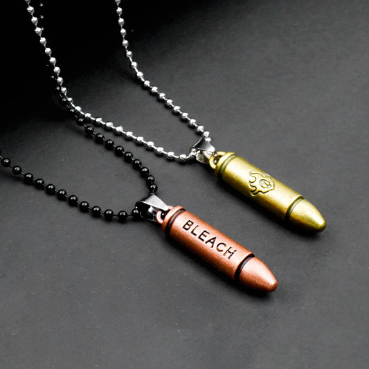 Bleach Bullet Couple pendant with Silver & Black bead chain -316L