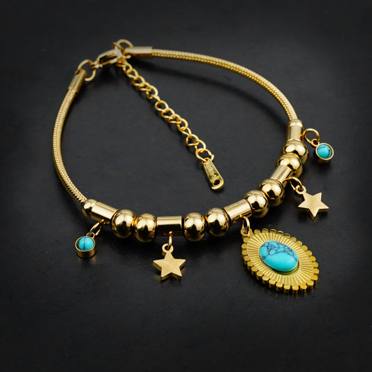 Golden Multi Charm Star Bracelet-316L