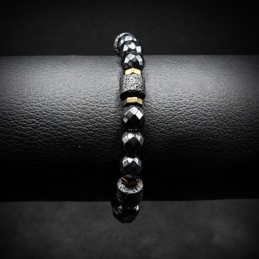 8mm Crystal Black Beaded Bracelet