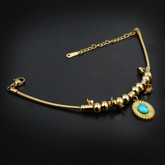 Golden Multi Charm Star Bracelet-316L