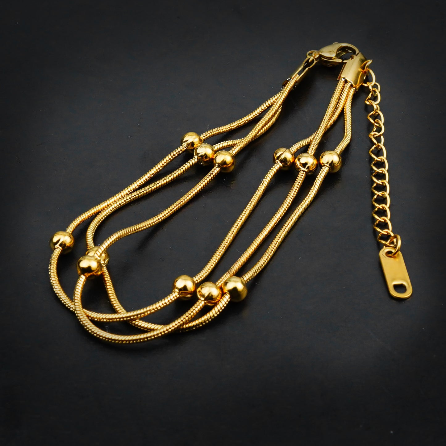 Golden Ball Triple Layer Bracelet-316L