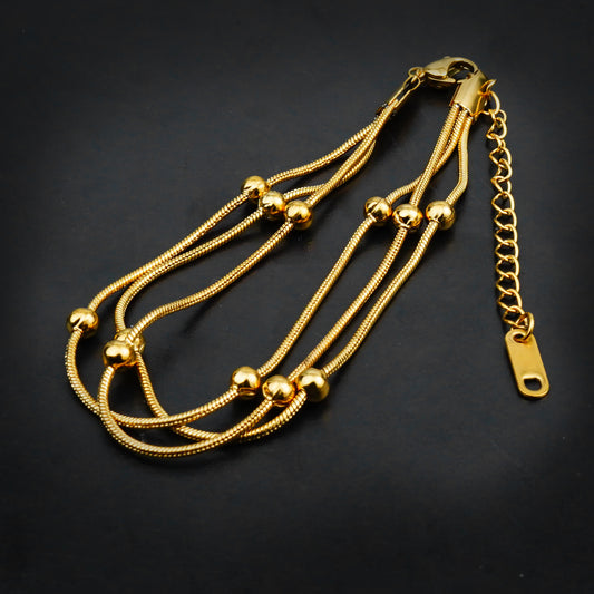 Golden Ball Triple Layer Bracelet-316L