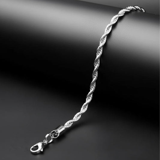 4.6mm Silver Flex Rope Chain Bracelet -316L