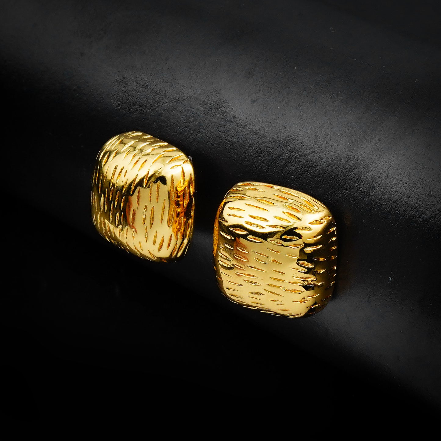 Golden Square Chunky Earrings -316L