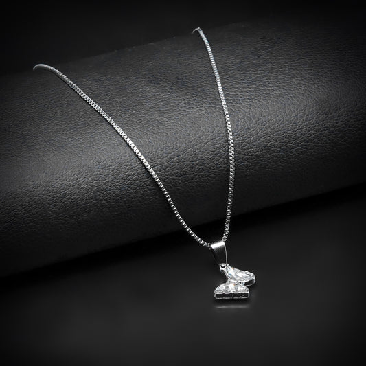 Silver Butterfly Pendant with Silver Square Box Chain -316L