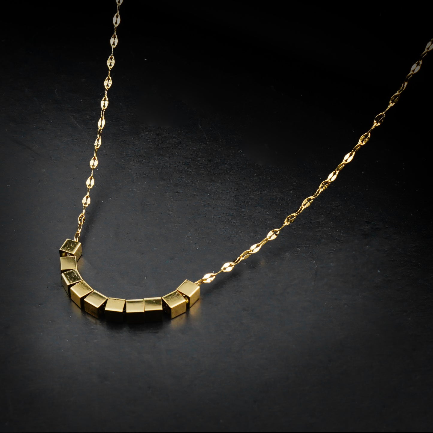 Golden Squares Necklace -316L