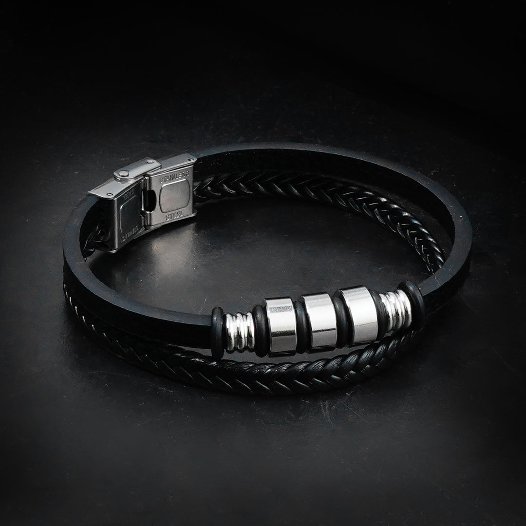 11mm Radiant Double Layer Leather Strap Bracelet