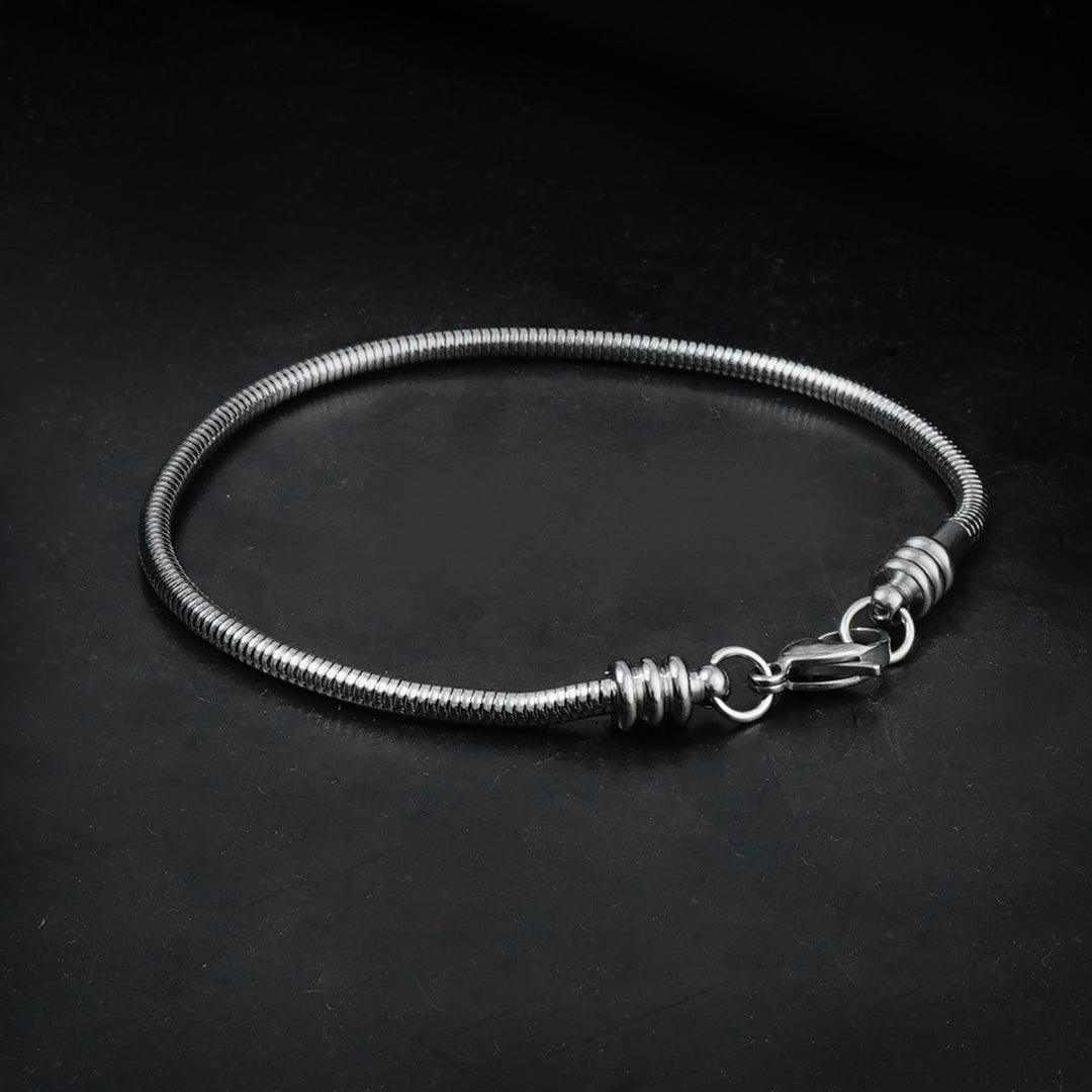 3mm Silver Round Snake Bracelet-316L