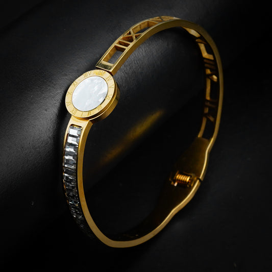 Golden Roman Numeral Bangle-316L