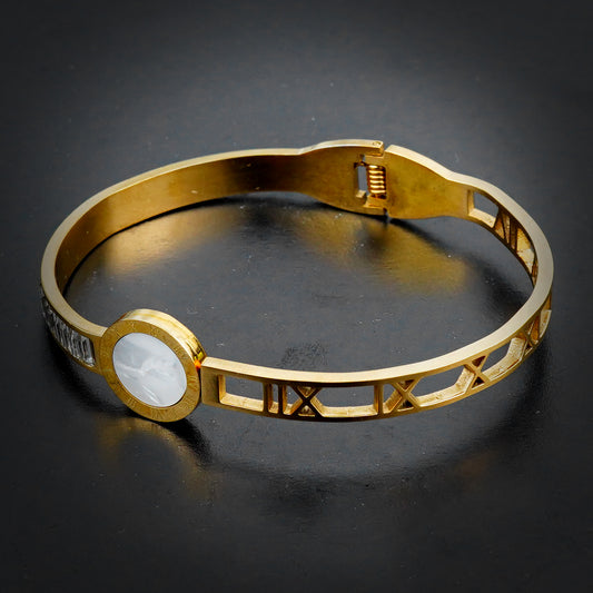 Golden Roman Numeral Bangle-316L