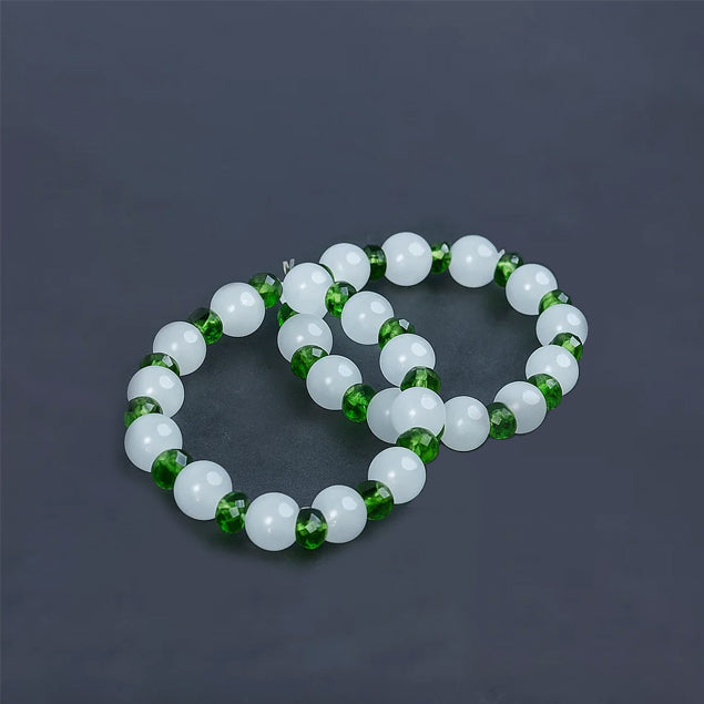 Pair of Crystal Green & White Bracelet