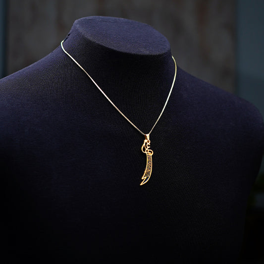 Golden Hazrat Ali Talwar pendant Necklace