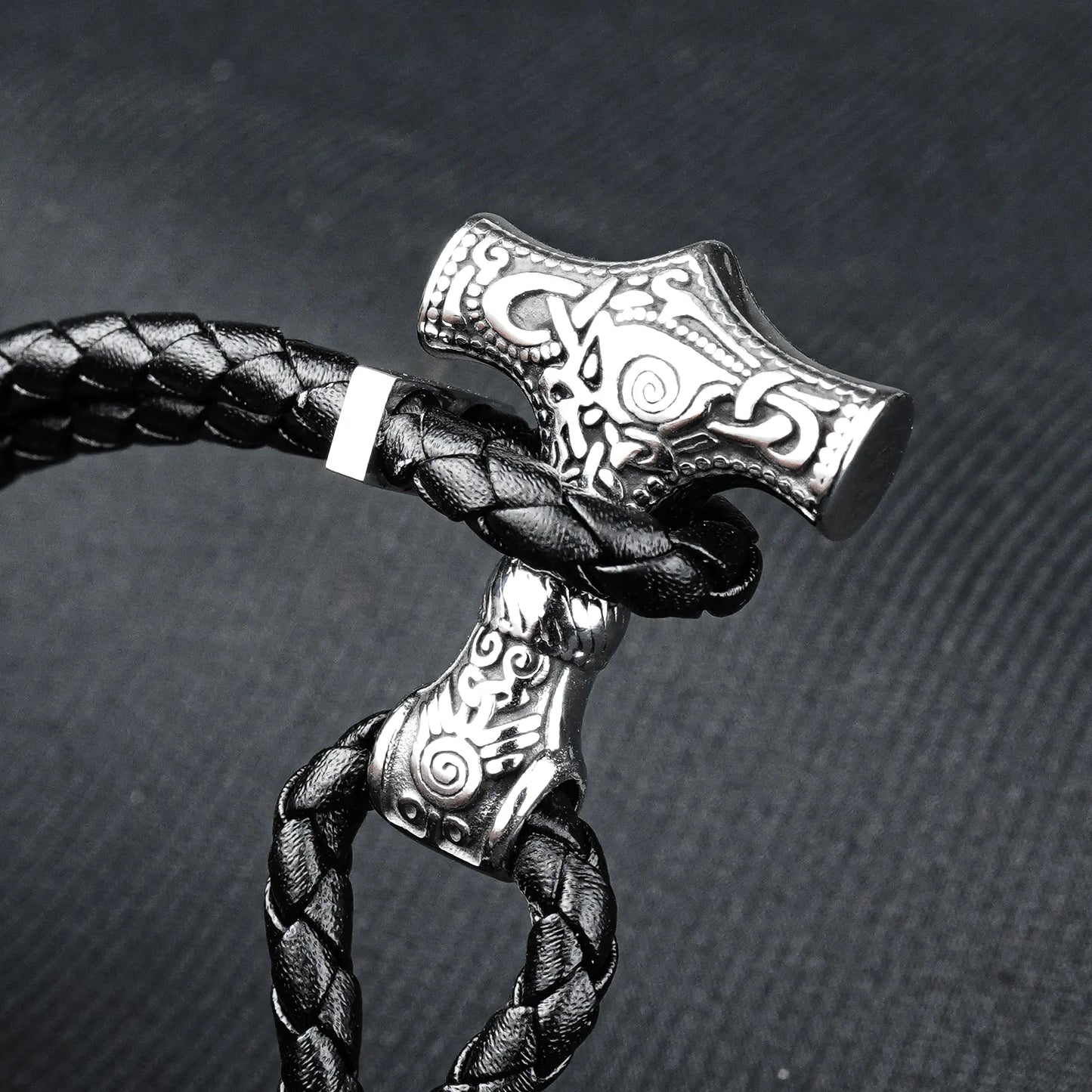 10mm silver Anchor Leather bracelet -316L