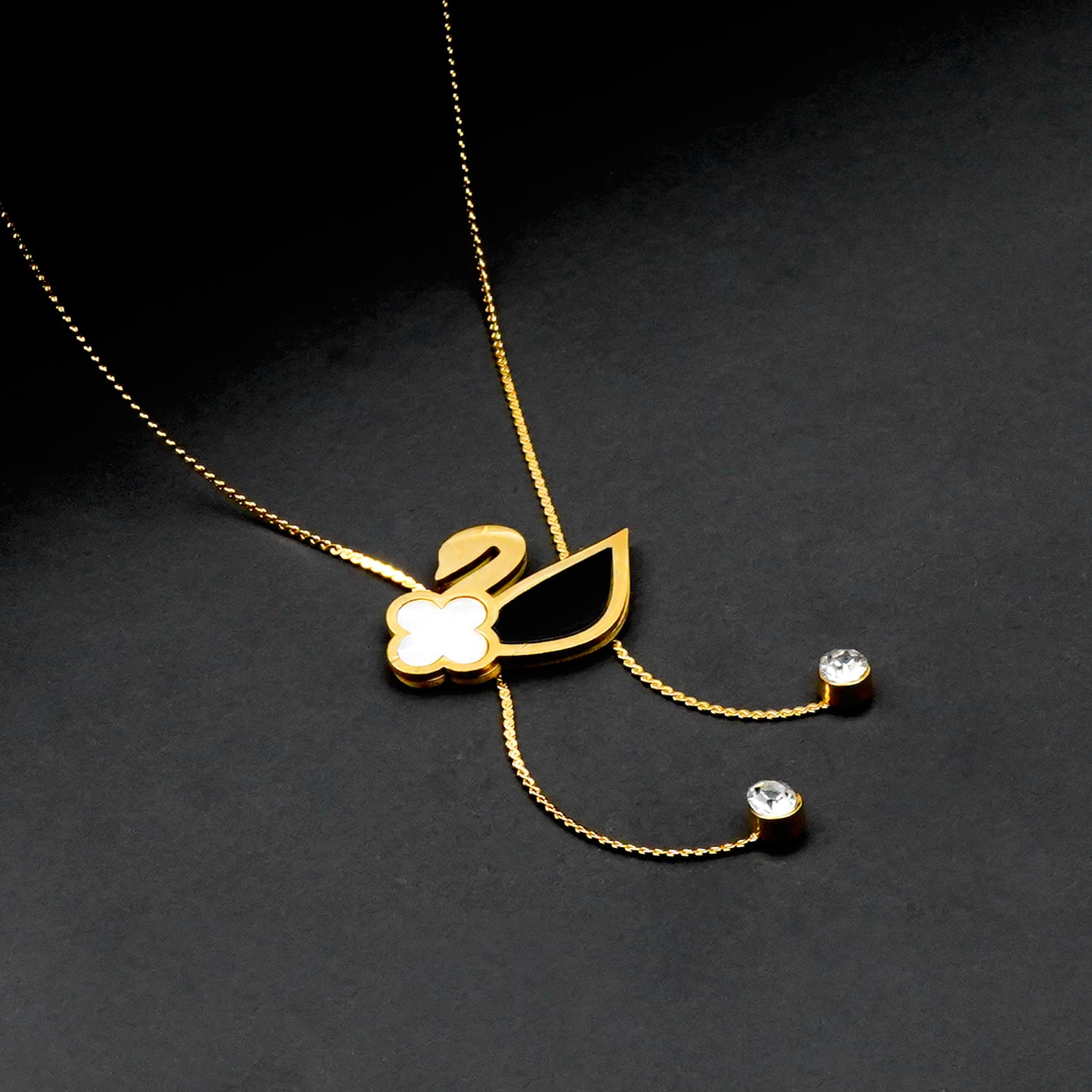 Swan pendant with Golden chain -316L