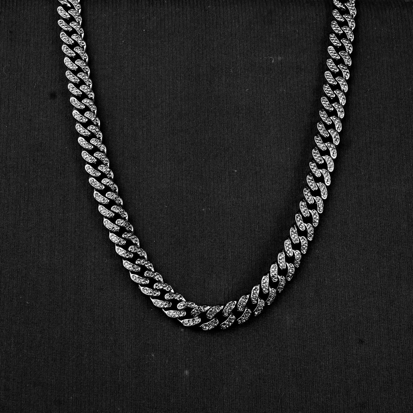 Pair Of Black Beaded Miami Chain