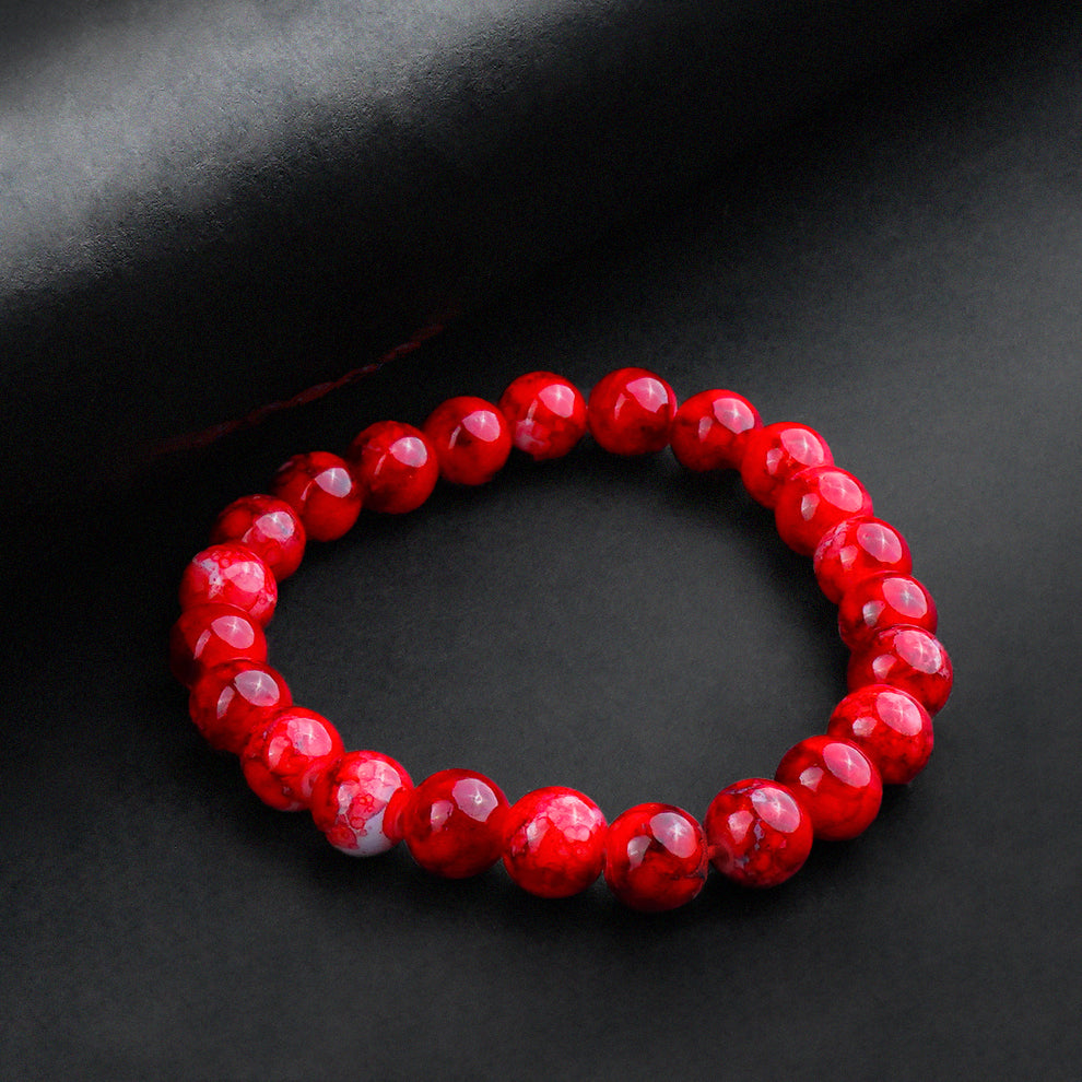 8mm Red Beaded Women Bracelet
