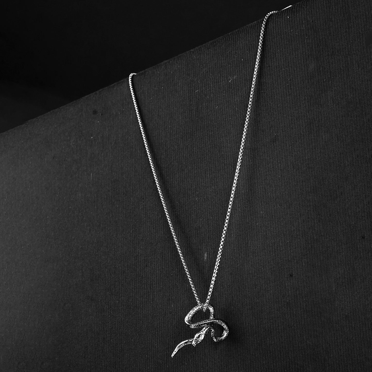 Silver Serpent pendant with Golden Roundcut chain