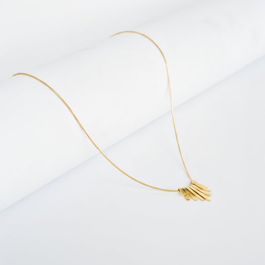 Golden 7 Pillars Pendant with Golden Round Snake Chain -316L