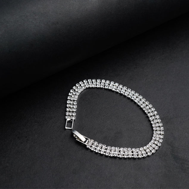 Silver Rhinestone Bracelet -316L