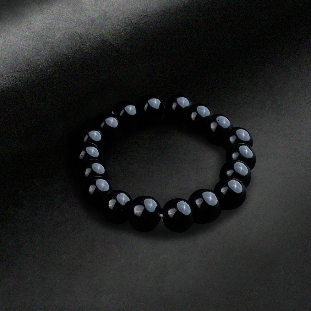 10mm Jet Black Beaded bracelet