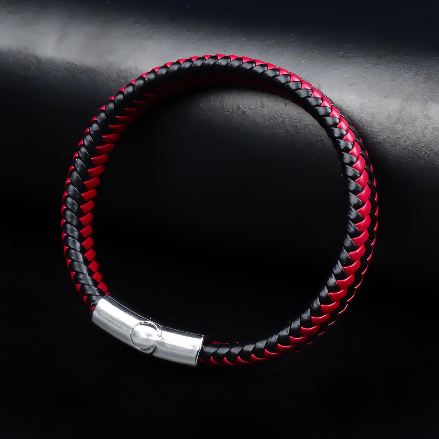 3mm Garnet Noir Leather Bracelet -316L