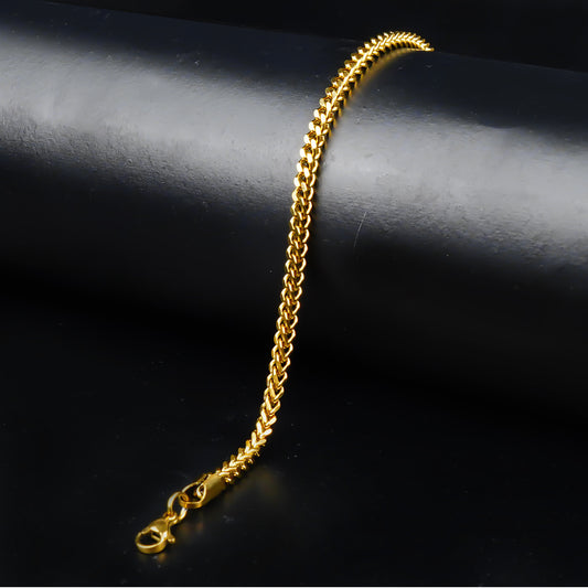 3mm Golden Flex Square Wheat chain Bracelet -316L