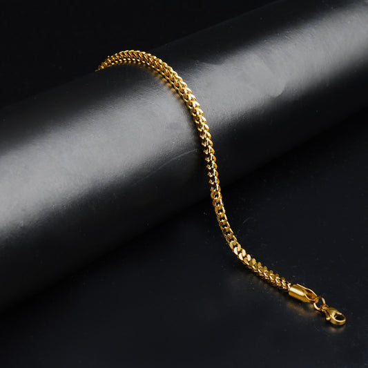 3 mm Golden Flex Square Wheat chain Bracelet -316L