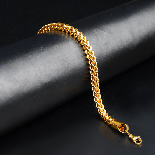 5mm Golden Flex Square Wheat chain Bracelet -316L