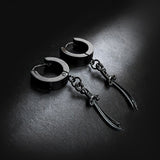 Black Knife Mens Hoop Earrings