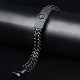 Black Versace Dual Wheat Chain Bracelet -316L