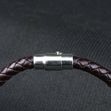 5mm Brown Braided Leather bracelet -316L