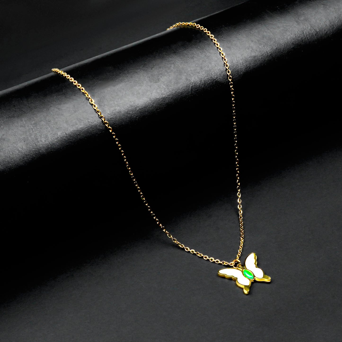 Butterfly Pendant with Golden cable Chain -316L