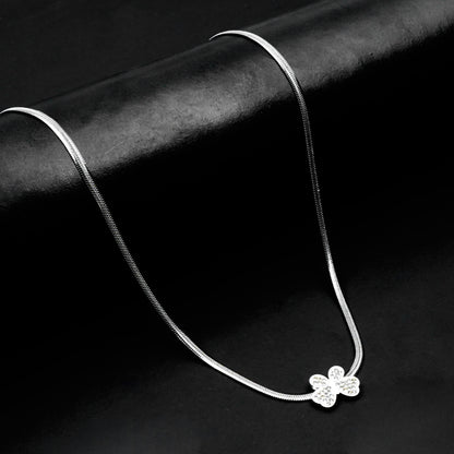 Crystal Blossom pendant with silver Herringbone chain -316L