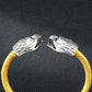 6mm Golden Metallic Eagle Cuff Bangle Bracelet with Silver touch -316L